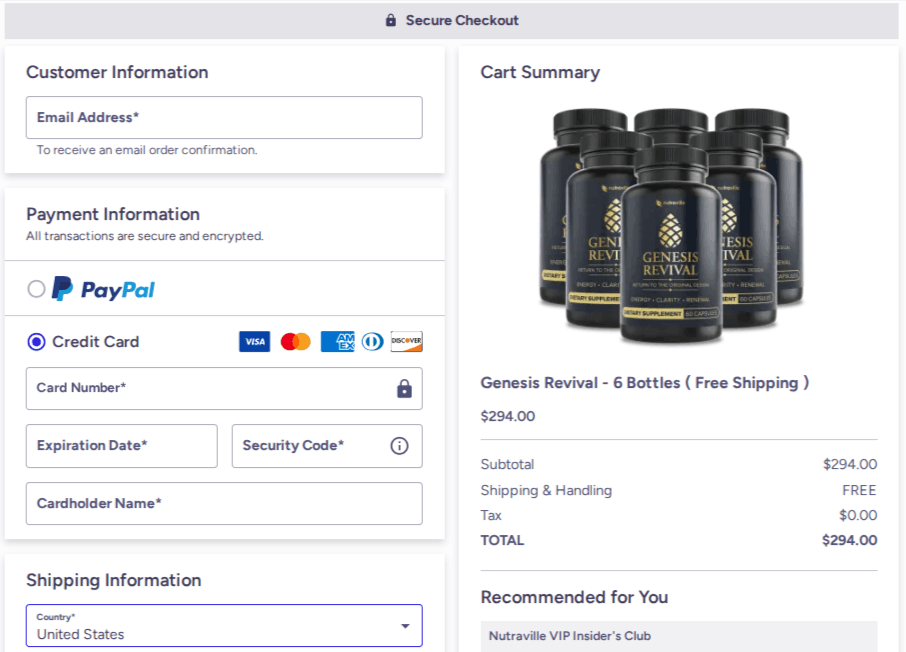 Genesis Revival Checkout